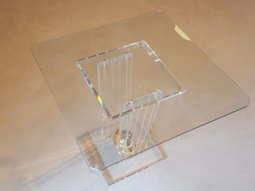 limited, edition, glass, table, small, german, germany, simple, design, veneer, drawers, polished, living, room, plexiglass, golden