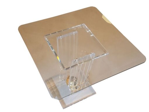 limited, edition, glass, table, small, german, germany, simple, design, veneer, drawers, polished, living, room, plexiglass, golden