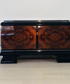 Burl lowboard or commode from the Art Deco era, Walnut, grain, veneer, design, interior design, luxury furntiure, storage, black, living room