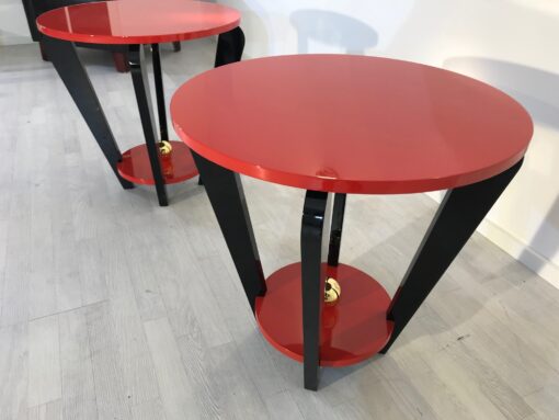 Pair of Red and Black Art Deco Style Side Tables, End Tables, Design Furniture, Colorful, Interior Design, Paintjob, Customizable