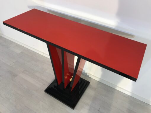 Red and black art deco design console table, luxury furniture, custom furniture, design, interior design, interiors, colorful