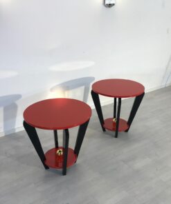 Pair of Red and Black Art Deco Style Side Tables, End Tables, Design Furniture, Colorful, Interior Design, Paintjob, Customizable