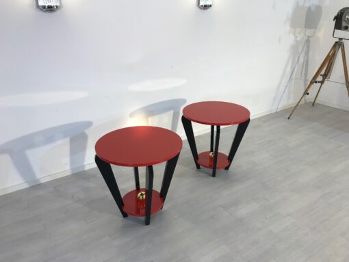 Pair of Red and Black Art Deco Style Side Tables, End Tables, Design Furniture, Colorful, Interior Design, Paintjob, Customizable