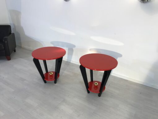 Pair of Red and Black Art Deco Style Side Tables, End Tables, Design Furniture, Colorful, Interior Design, Paintjob, Customizable