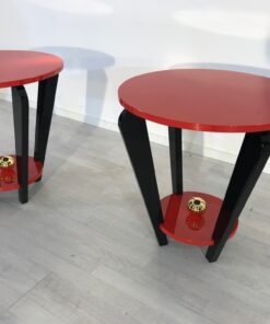 Pair of Red and Black Art Deco Style Side Tables, End Tables, Design Furniture, Colorful, Interior Design, Paintjob, Customizable