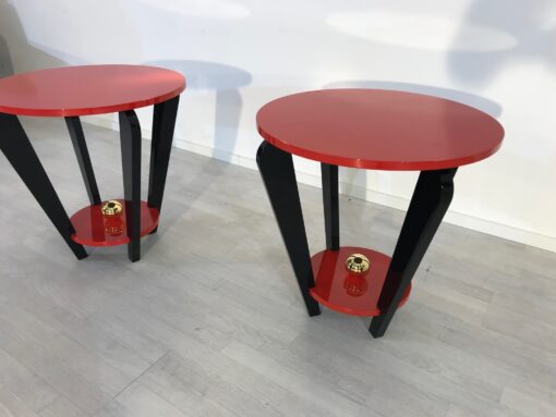 Pair of Red and Black Art Deco Style Side Tables, End Tables, Design Furniture, Colorful, Interior Design, Paintjob, Customizable