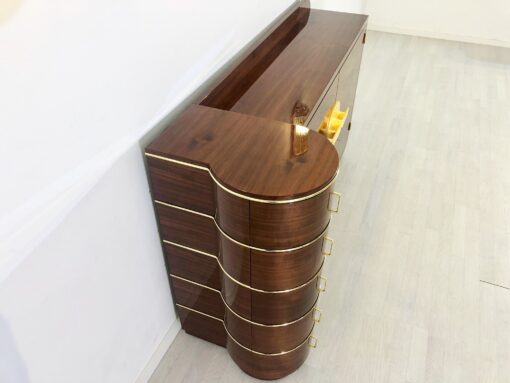 Art Deco Design Palisander Sideboard in High Gloss, Rosewood, Lacquer, Brass Handles, Polished, Luxury Furniture, Original, Modern Design Furniture