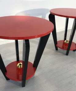 Red and deals black end tables