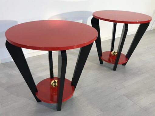 Pair of Red and Black Art Deco Style Side Tables, End Tables, Design Furniture, Colorful, Interior Design, Paintjob, Customizable