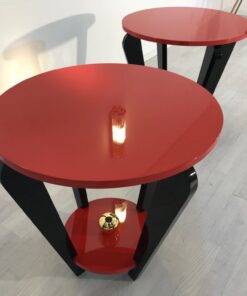 Pair of Red and Black Art Deco Style Side Tables, End Tables, Design Furniture, Colorful, Interior Design, Paintjob, Customizable