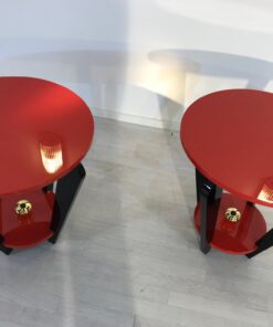 Pair of Red and Black Art Deco Style Side Tables, End Tables, Design Furniture, Colorful, Interior Design, Paintjob, Customizable