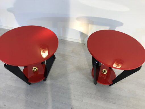 Pair of Red and Black Art Deco Style Side Tables, End Tables, Design Furniture, Colorful, Interior Design, Paintjob, Customizable