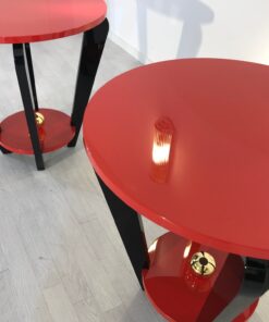 Pair of Red and Black Art Deco Style Side Tables, End Tables, Design Furniture, Colorful, Interior Design, Paintjob, Customizable