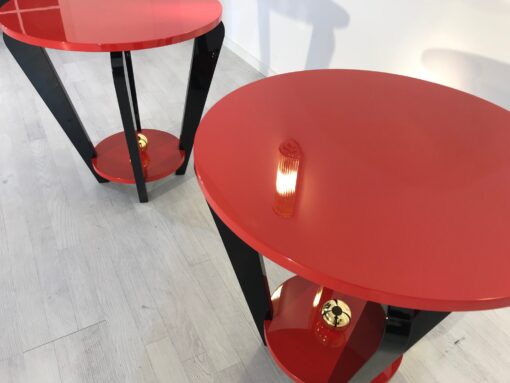 Pair of Red and Black Art Deco Style Side Tables, End Tables, Design Furniture, Colorful, Interior Design, Paintjob, Customizable