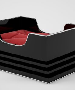 %%sitename%% Interior Design, Dog cart, animal beds, red pillow, dog pillow, sleeping, elegant, black furniture