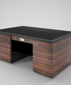 art, deco, desk, macassar, double-sided, brown, black, drawers, large, wide, design, luxury, office, living room, wood, pattern