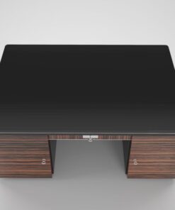 art, deco, desk, macassar, double-sided, brown, black, drawers, large, wide, design, luxury, office, living room, wood, pattern