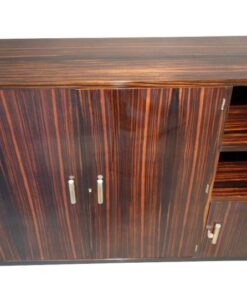 restored, France, Art, Deco, 1920, new, old, vintage, buffet, commode, ebony, metal, veneer, living room, brown, Albert, Guenot