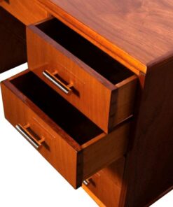 mahogony, art, deco, desk, 1930, wood, brown, old, vintage, design, office, france, drawer, restored, lacquered, french, polished