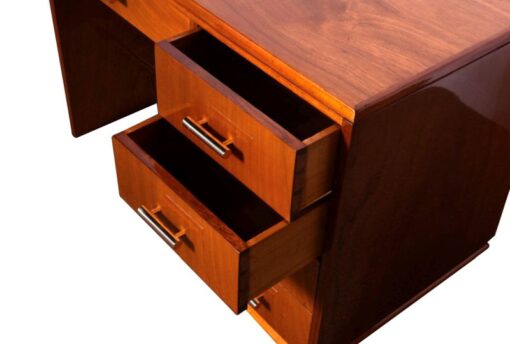 mahogony, art, deco, desk, 1930, wood, brown, old, vintage, design, office, france, drawer, restored, lacquered, french, polished