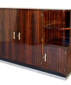 restored, France, Art, Deco, 1920, new, old, vintage, buffet, commode, ebony, metal, veneer, living room, brown, Albert, Guenot