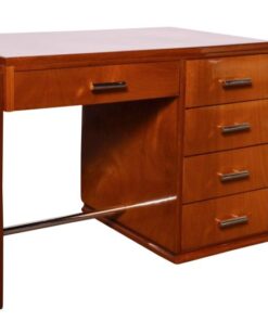 mahogony, art, deco, desk, 1930, wood, brown, old, vintage, design, office, france, drawer, restored, lacquered, french, polished