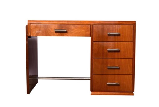 mahogony, art, deco, desk, 1930, wood, brown, old, vintage, design, office, france, drawer, restored, lacquered, french, polished