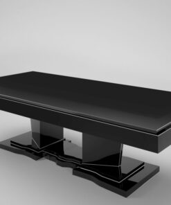 art, deco, table, dining table, xxl, design, black, solid, piano lacquer, high gloss, old, restored, new, chrome, large, long