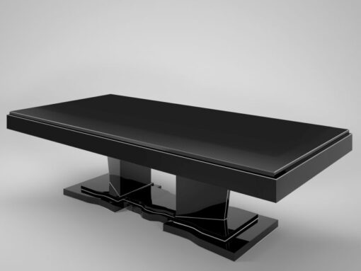 art, deco, table, dining table, xxl, design, black, solid, piano lacquer, high gloss, old, restored, new, chrome, large, long