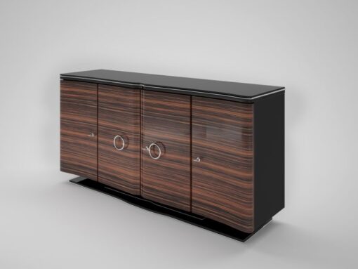 art, deco, sideboard, sideboards, design, macassar, veneer, swinging, brown, black, antique, old, new, restored, living room, wood