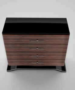 makassar, wood, piano lacquer, dresser, art, deco, design, drawers, black, brown, living room, lacquer, new, restored, old