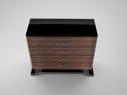 makassar, wood, piano lacquer, dresser, art, deco, design, drawers, black, brown, living room, lacquer, new, restored, old