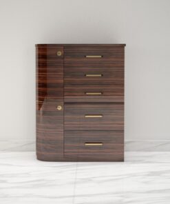 Design Macassar Drawer Commode with Brass Handles, Luxury furniture, high gloss, wood veneer, interior design, customizable