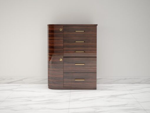 Design Macassar Drawer Commode with Brass Handles, Luxury furniture, high gloss, wood veneer, interior design, customizable