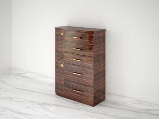 Design Macassar Drawer Commode with Brass Handles, Luxury furniture, high gloss, wood veneer, interior design, customizable