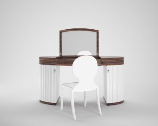 white, glossy, design, make-up, set, chair, finish, makassar, veneer, customizable, new, replica, art, deco, style, wood,