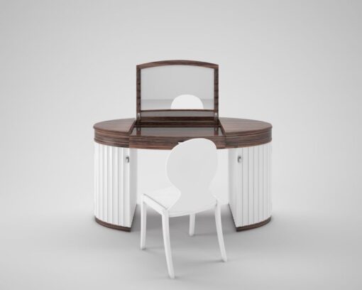 white, glossy, design, make-up, set, chair, finish, makassar, veneer, customizable, new, replica, art, deco, style, wood,