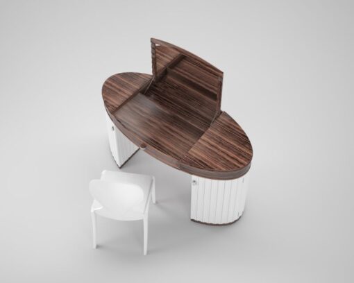 white, glossy, design, make-up, set, chair, finish, makassar, veneer, customizable, new, replica, art, deco, style, wood,