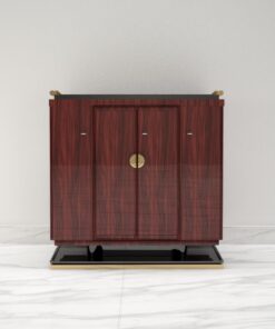 Palisander Commode or Sideboard with Polished Brass Handles, Interior design, luxury furniture, piano lacquer, unique grain