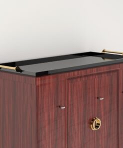 Palisander Commode or Sideboard with Polished Brass Handles, Interior design, luxury furniture, piano lacquer, unique grain