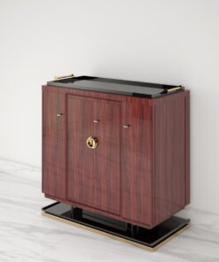 Palisander Commode or Sideboard with Polished Brass Handles, Interior design, luxury furniture, piano lacquer, unique grain