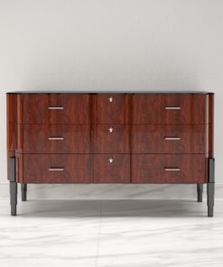 Walnut Art Deco Design Chest of Drawers High Gloss Finish, commode, sideboard, storage, interior design, high quality, design furniture