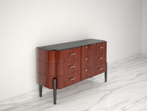 Walnut Art Deco Design Chest of Drawers High Gloss Finish, commode, sideboard, storage, interior design, high quality, design furniture