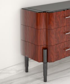 Walnut Art Deco Design Chest of Drawers High Gloss Finish, commode, sideboard, storage, interior design, high quality, design furniture