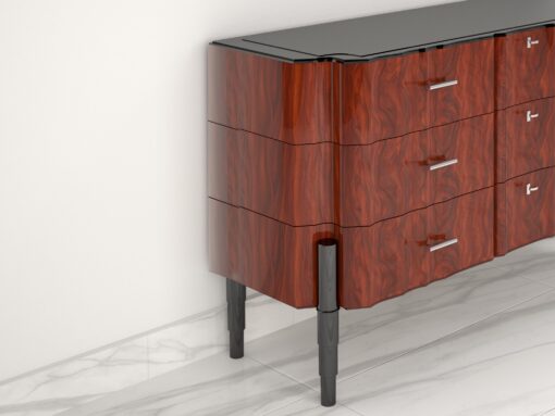 Walnut Art Deco Design Chest of Drawers High Gloss Finish, commode, sideboard, storage, interior design, high quality, design furniture