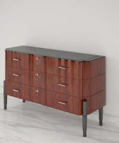 Walnut Art Deco Design Chest of Drawers High Gloss Finish, commode, sideboard, storage, interior design, high quality, design furniture