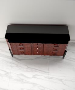 Walnut Art Deco Design Chest of Drawers High Gloss Finish, commode, sideboard, storage, interior design, high quality, design furniture