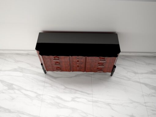 Walnut Art Deco Design Chest of Drawers High Gloss Finish, commode, sideboard, storage, interior design, high quality, design furniture