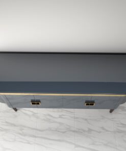 High Gloss Design Sideboard with a Grey Paintjob and Brass Details, Luxury furniture, finish, handmade, high end, quality, interior design