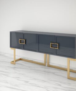 Gray Design Sideboard Buffet with polished brass legs, luxury furniture, storage, living room, interior design, high gloss, made in Germany